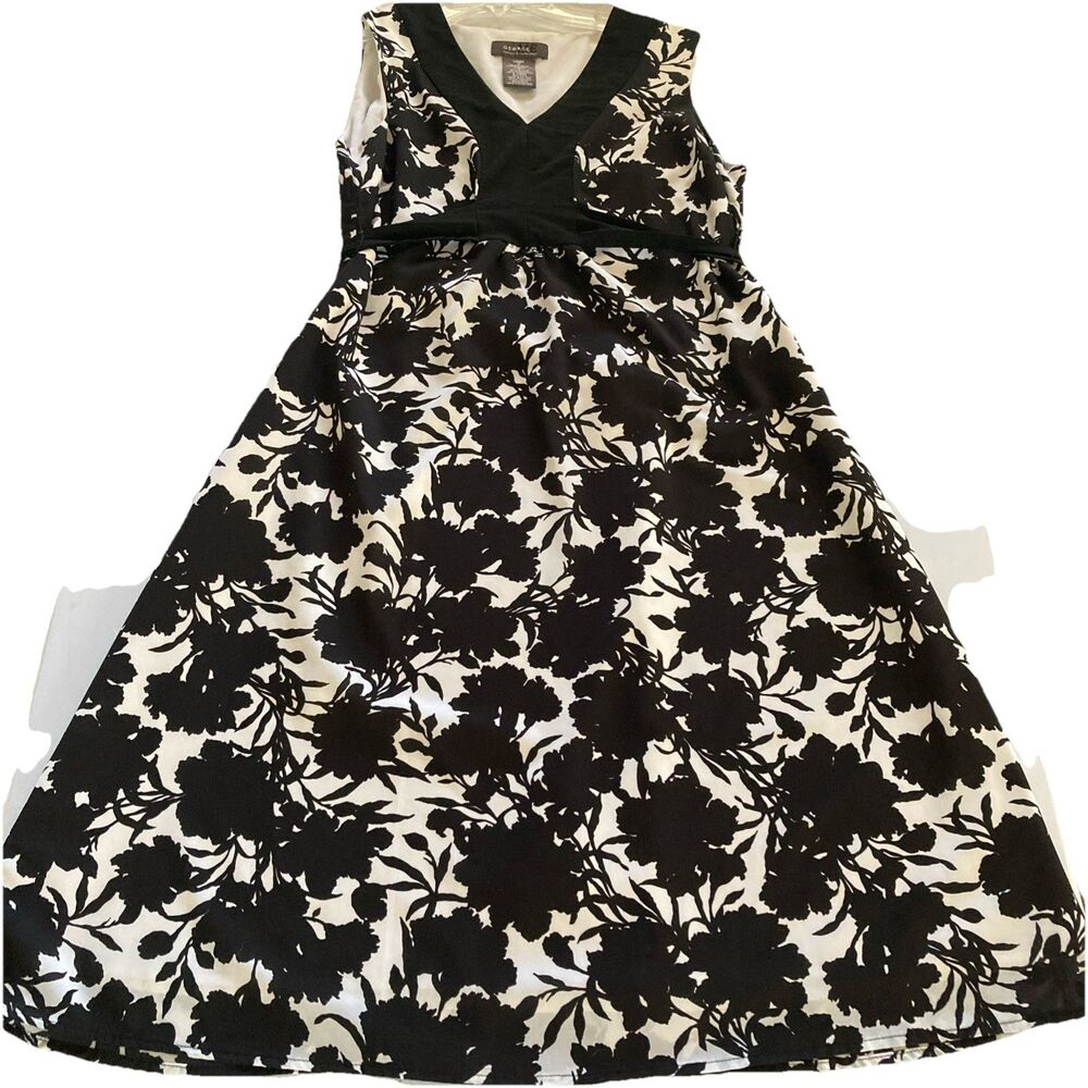 George Designs By Mark Eisen Women’s 14 Sleeveless Black& White Dress Tie Back
